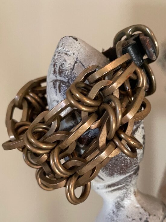 Sogoli Brass and Leather Multi Strand Bracelet - Picture 4 of 7